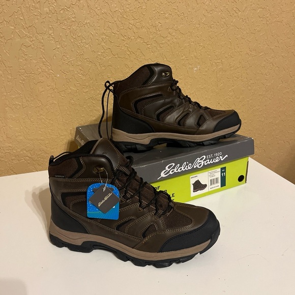 Eddie Bauer Men's Fairmont Hiking Boots Leather Waterproof - Brown Size 11 - Picture 2 of 11